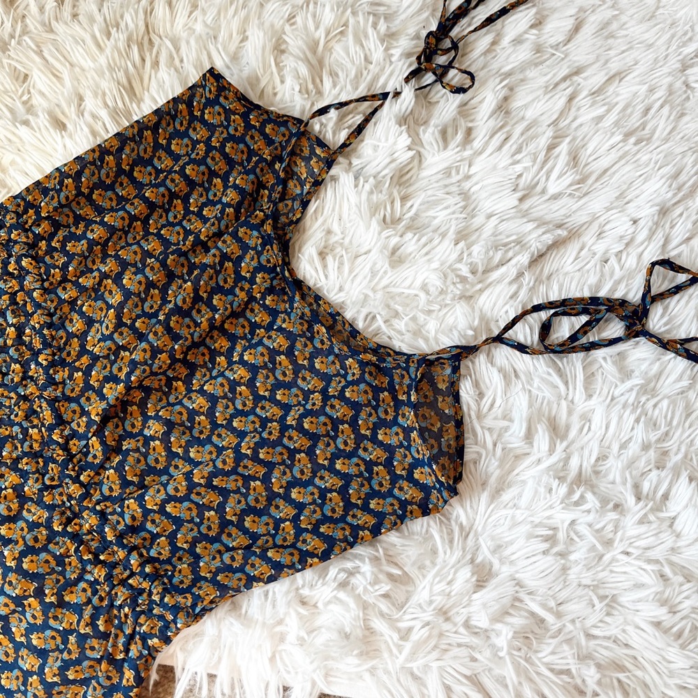 Lisa Yu Cropped Floral Jumpsuit
